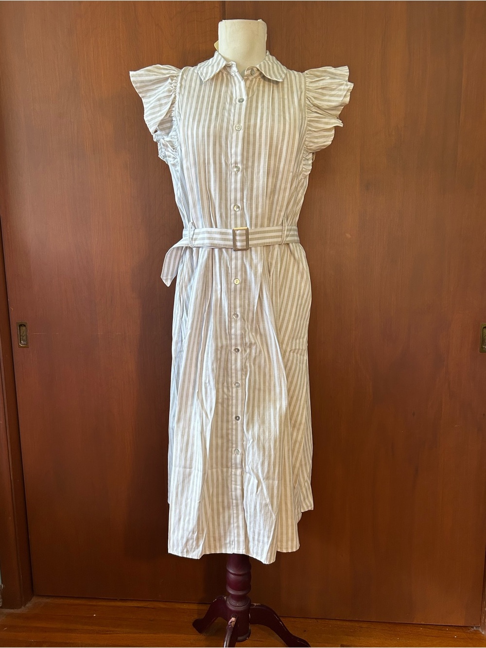 NWT Entro tan and white striped dress